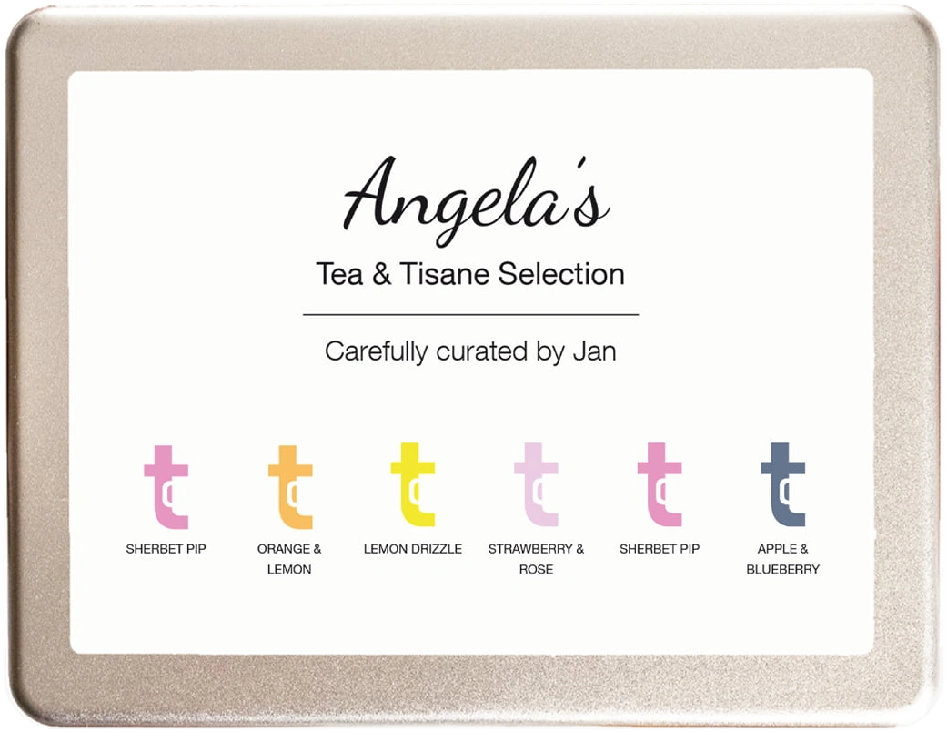 Twist six-section gift box personalised for Angela, curated by Jan