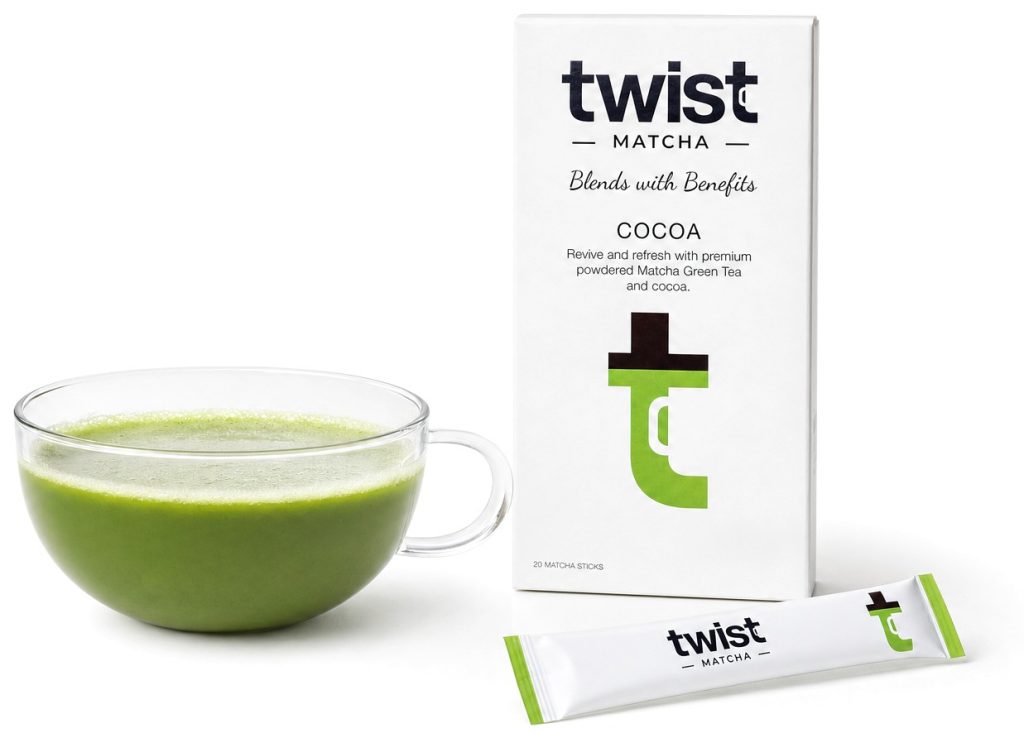 Twist Matcha tea with a glass cup